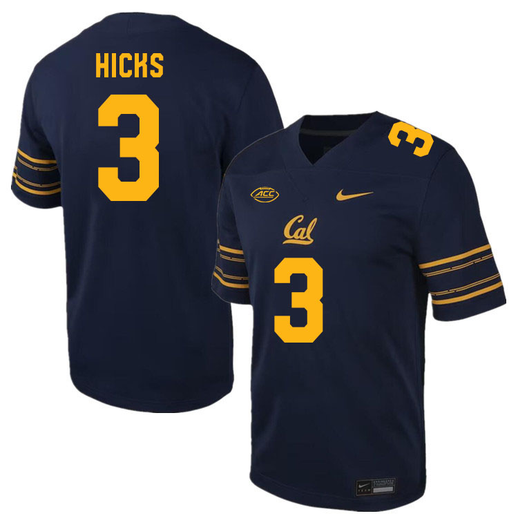 California Golden Bears #3 Elijah Hicks ACC Conference College Football Jerseys Stitched Sale-Navy